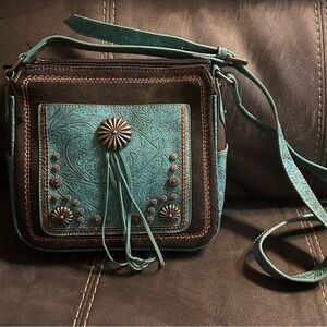 Teal Embossed Montana West Crossbody Bag